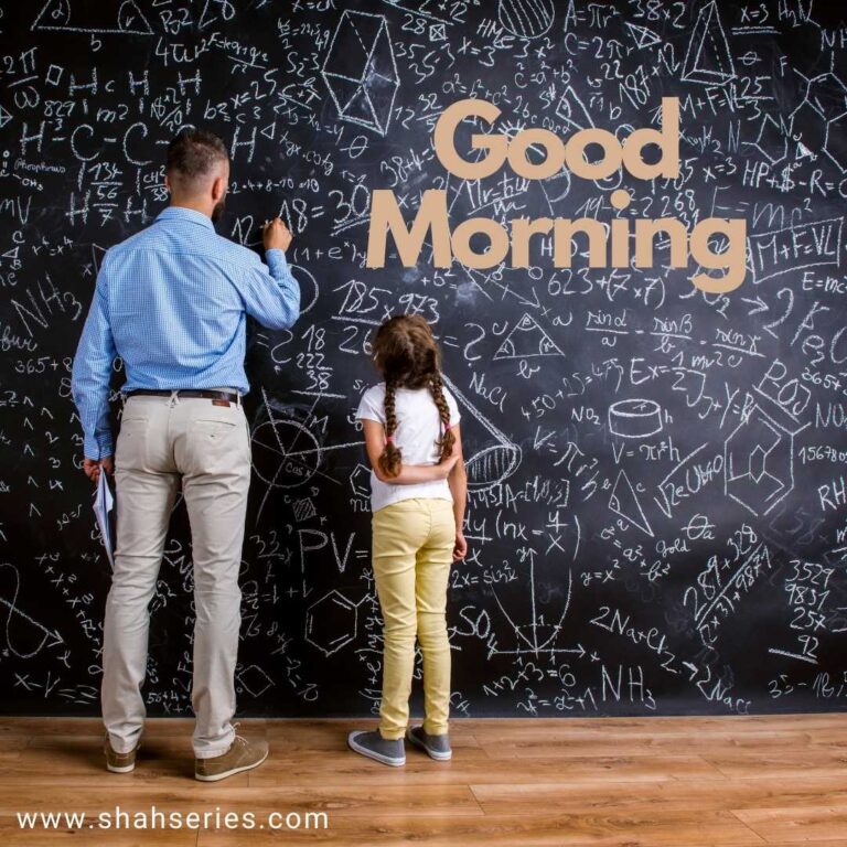 teacher and student writing on the board in morning