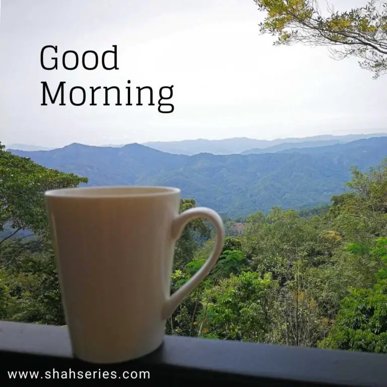 good morning image with mug of tea
